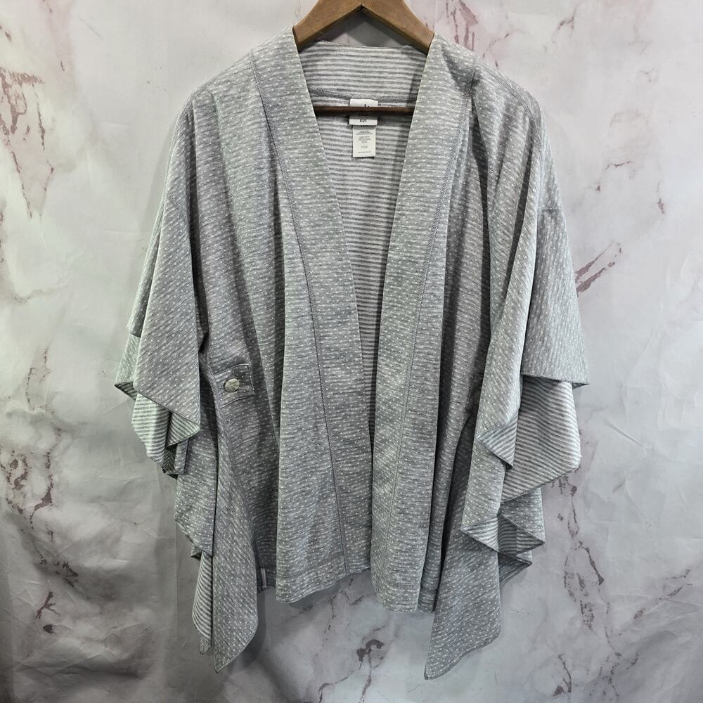 Cabi Kimono Womens XS Small Gray Stripe Dot Open ATC Cape Reversible 5846